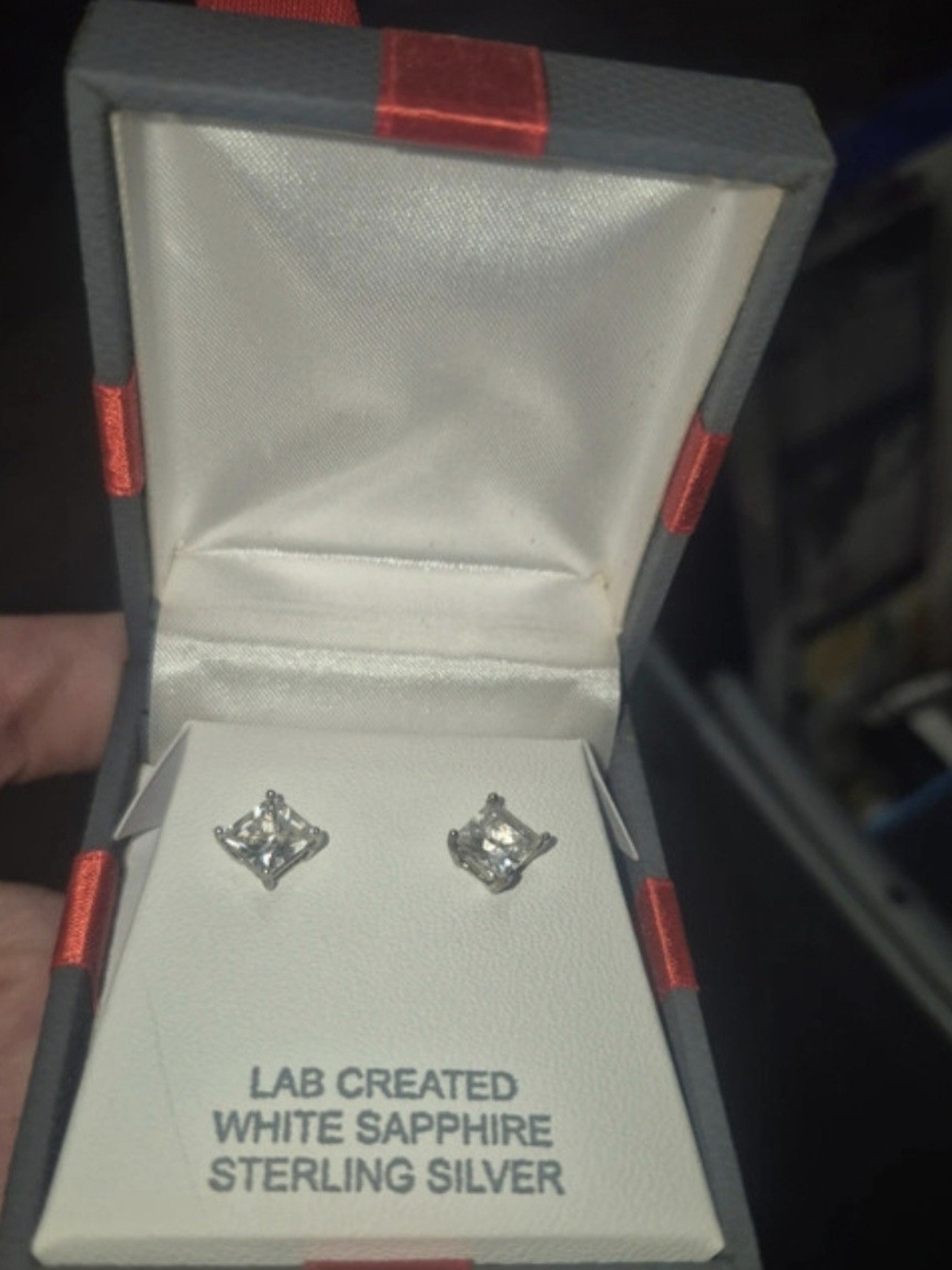 Sterling Silver White Sapphire Stud Earrings - Lab Created